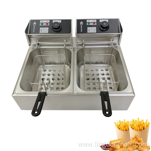 commercial kitchen equipment 6L+6L double tank electric deep fryer EH82 lingduofryer